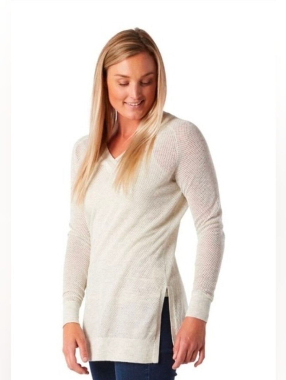 Smartwool Everyday Exploration Tunic Lightweight Knit Sweater V‑Neck Ash Heather